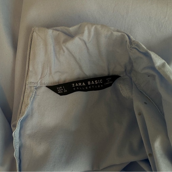 Zara basic light blue turtleneck blouse size L - Picture 7 of 7